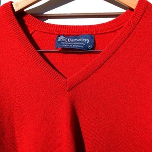 Vintage Red Burberry Scottish Lambswool Grandpa Sweater! Super Comfy!